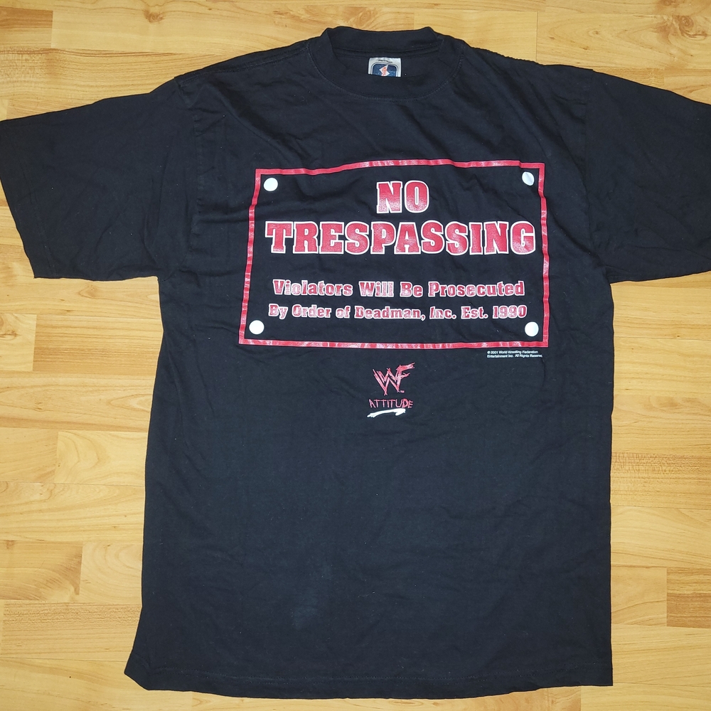 Rare Vintage WWF "No Trespassing" Undertaker MINT Black Graphic T-Shirt, Large